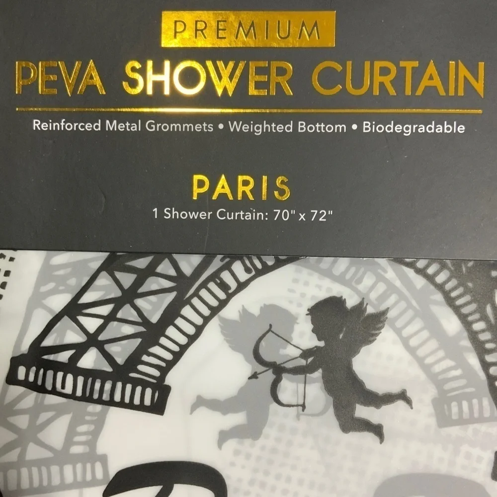 Paris Eiffel Tower French Shower Curtain Parisian Decor Black White 70 X 72 in